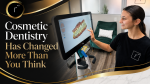 Team member at Restore Modern Dentistry reviewing a 3D digital smile scan on an iTero scanner during a cosmetic dentistry consultation in Bentonville, Arkansas. The modern black and gold blog header highlights advanced cosmetic dental treatments including veneers, teeth whitening, clear aligners, and smile makeovers.
